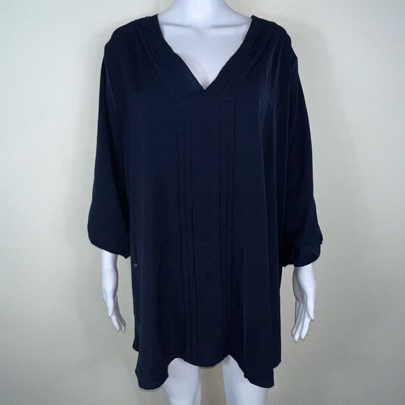 Bloomchic Navy chiffon Tunic With Front Pleating - Picture 1 of 13